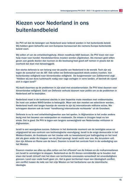 De agenda van hoop en optimisme, een tijd om te kiezen: PVV 2010 ...