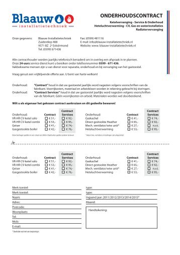 Onderhoudscontract voor uw CV - Blaauw installatietechniek