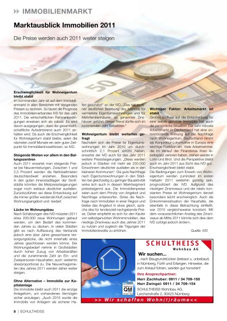 SWB Magazin 02 2011 - SCHULTHEISS Wohnbau AG