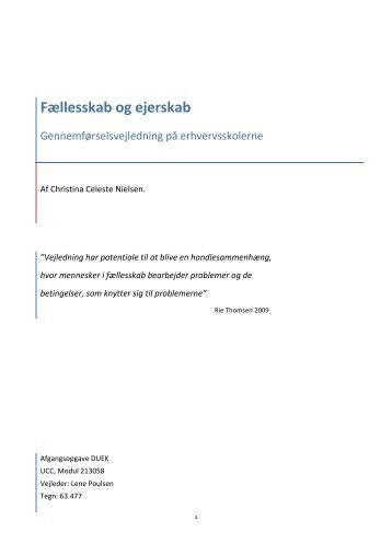 Fællesskab og ejerskab. Gennemførelsesvejledning på ...