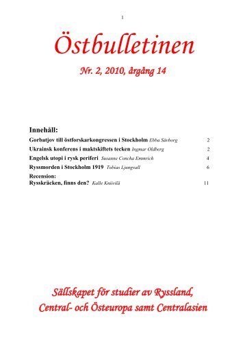 Nr 2, juli 2010 - Sällskapet för studier av Ryssland, Central