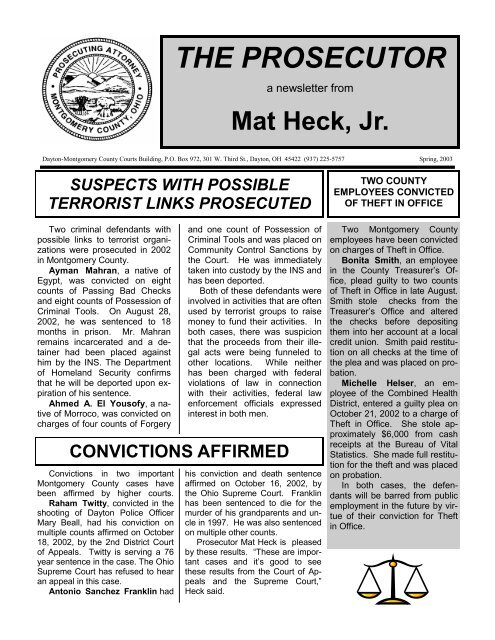 Spring 2003 Newsletter.pub - Montgomery County, Ohio