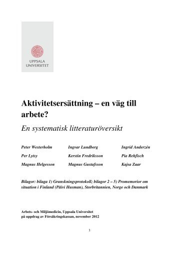 Aktivitetsersättning – en väg till arbete? - Arbets- och miljömedicin ...