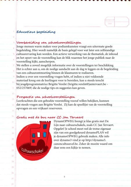 CC Jan Tervaert Schoolbrochure '10-'11 Basisonderwijs