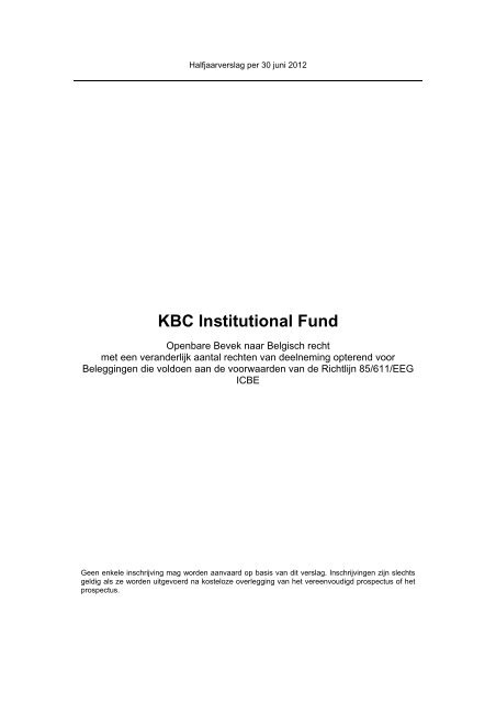 KBC Institutional Fund - Febelfin - Duurzame producten