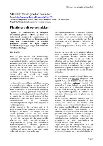 Artikel 3.2 Plastic groeit op een akker - Scheikunde In Bedrijf