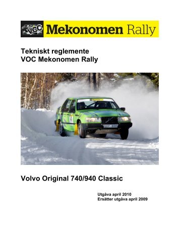 Tekniskt regl 740-940 MEKONOMEN - VOC Mekonomen Rally