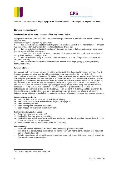 Leerstijlen Cps