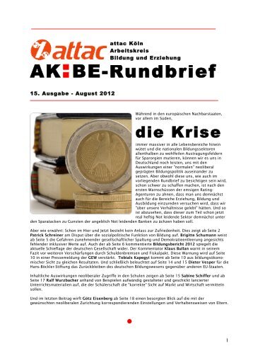 Rundbrief 15 - Arbeitskreis Bildung & Erziehung