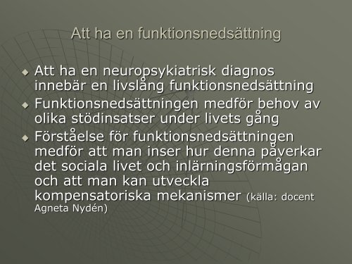 Neuropsykiatriska störningar och dess funktionshinder