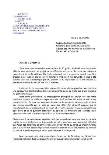 une lettre de réponse - Syndicat des Médecins Inspecteurs de Santé ...