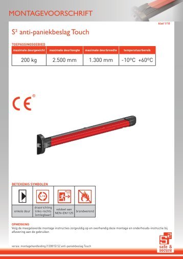 montagevoorschrift S2 anti-paniekbeslag Touch - Themans.nl