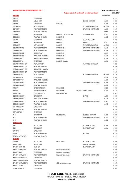 TCP PRIJSLIJST PART 2011 - Tech-Line