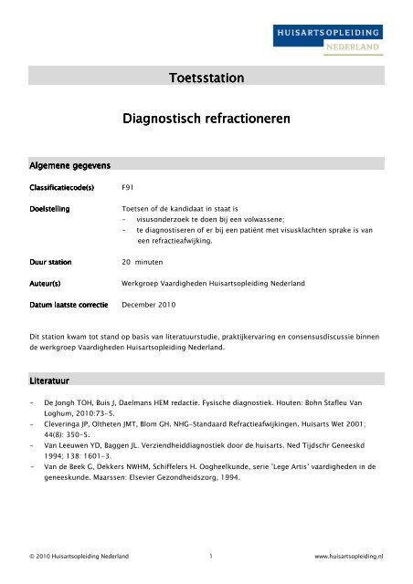 Diagnostisch refractioneren - Huisartsopleiding VUmc