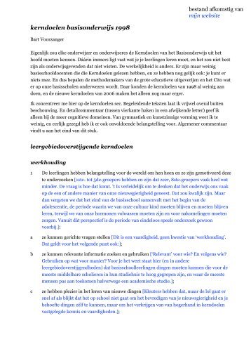 kerndoelen basisonderwijs 1998 - voorzanger