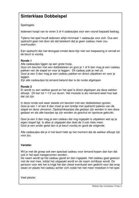 SinterklaasDobbelsteenSpel.pdf downloaden - Sinterklaas Tips