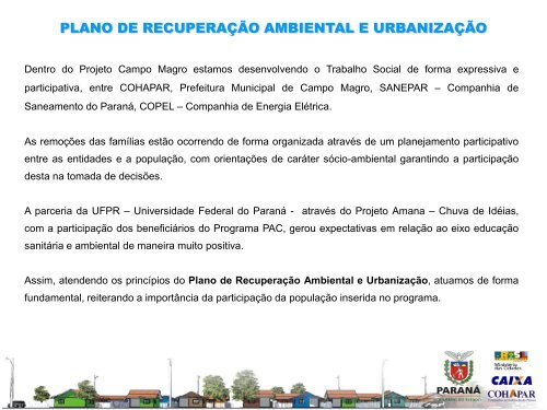 Plano de Recuperação Ambiental e Urbanização para Campo Magro