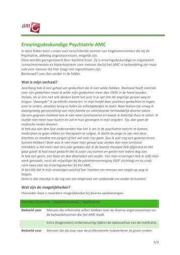Ervaringsdeskundige Karoline Esser - AMC Psychiatrie, Zorglijn ...