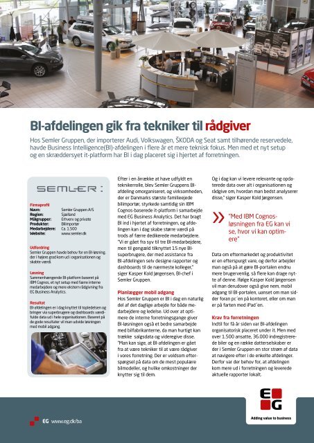 BI-afdelingen gik fra tekniker til rådgiver - EG A/S