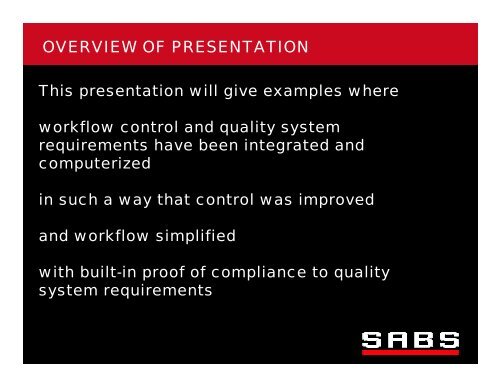 integrating quality management system requirements into the sabs ...