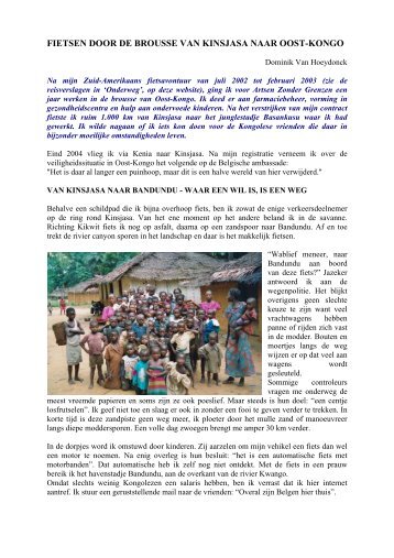 Dominik Van Hoeydonck: fietsen naar Oost-Congo