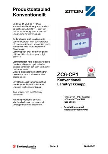 E63 055 34, Larmknapp ZC6-CP1 - Ziton