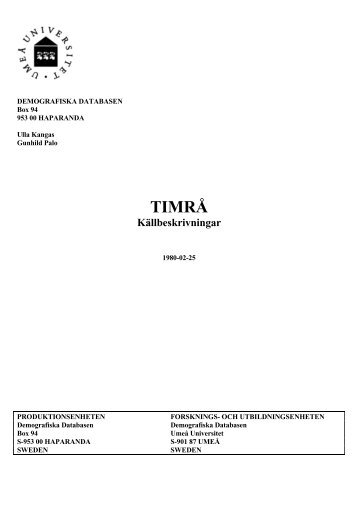 TIMRÅ - Demografiska databasen - Umeå universitet