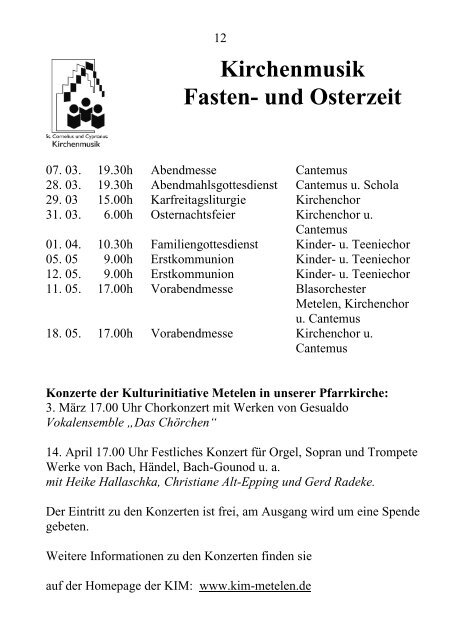 Osterpfarrbrief 2013 - Kath. Kirche Metelen