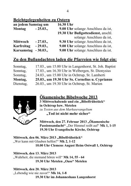 Osterpfarrbrief 2013 - Kath. Kirche Metelen