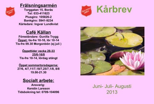 Kårbrev juni-juli-augusti 2013.pdf - Frälsningsarmén