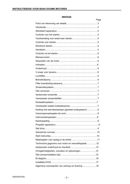 INSTRUCTIEBOEK BUKH MARINE DIESEL MOTOR ... - CLOUDS.NL
