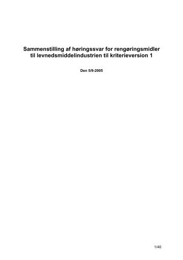 Rengöringsmedel för livsmedelsindustrin - Svanen