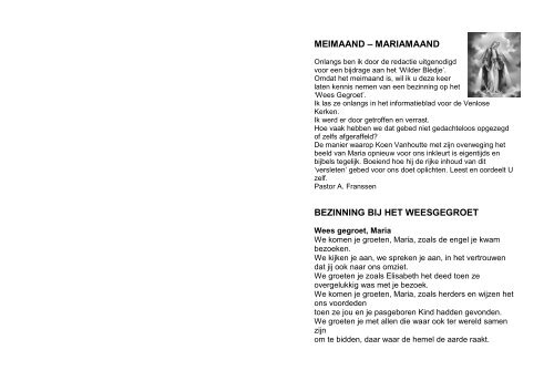 MEIMAAND – MARIAMAAND BEZINNING BIJ HET ... - Kerk Wahlwiller