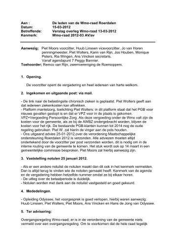 overleg 13 maart 2012 - WMO Raad Roerdalen