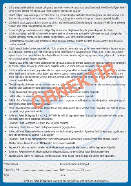 1 Yıl Kombi Ek Garanti Paketi Sözleşmesi (5-10 Yaş).pdf - Baymak