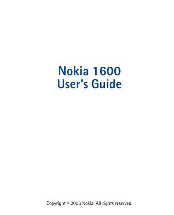 Nokia 1600 User's Guide