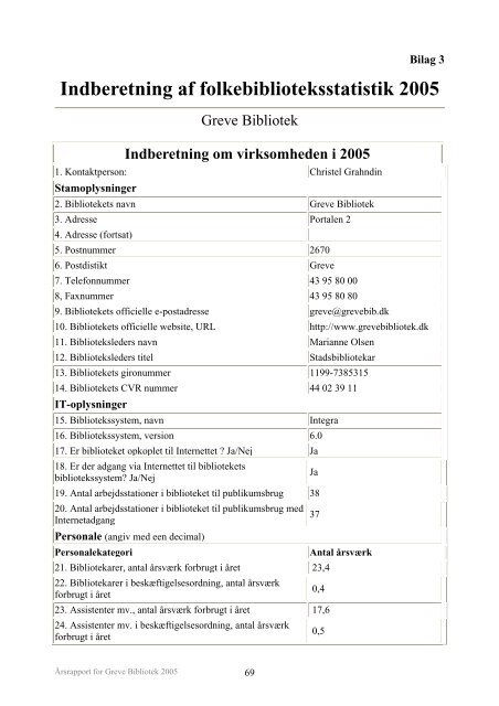 RSRAPPORT 2005 FOR GREVE BIBLIOTEK - Greve Kommune