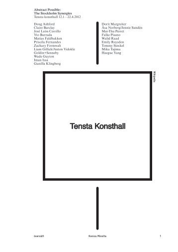 Abstract Possible: The Stockholm Synergies ... - Tensta konsthall