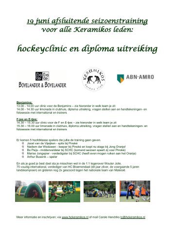 hockeyclinic en diploma uitreiking