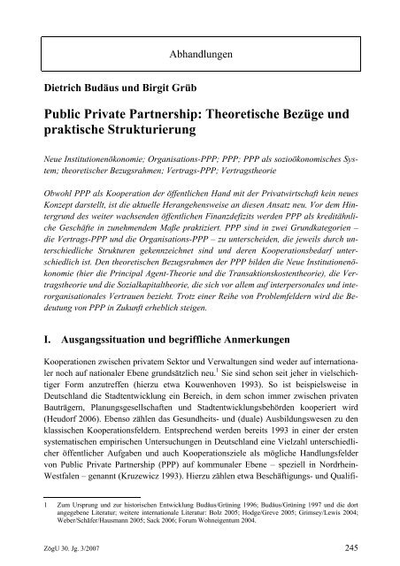 Public Private Partnership: Theoretische Bezüge und praktische ...