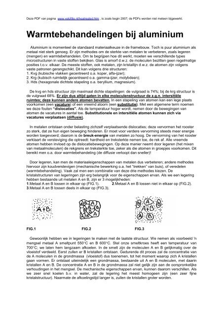 Warmtebehandelingen bij aluminium - Velofilie