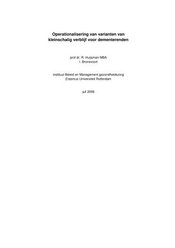 Operationalisering van varianten van kleinschalig verblijf voor ...
