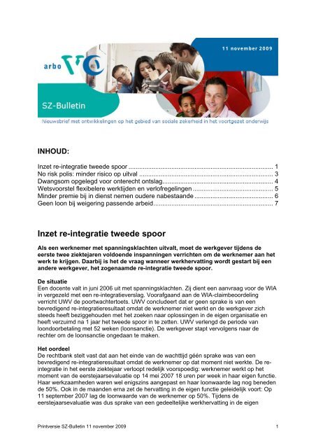 Re integratie 2e spoor en ontslag