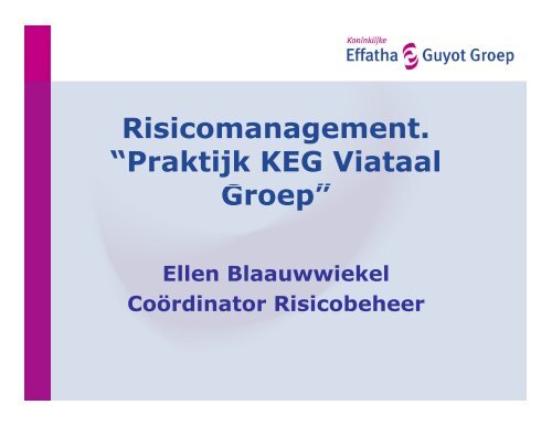Risicomanagement. “Praktijk KEG Viataal Groep”