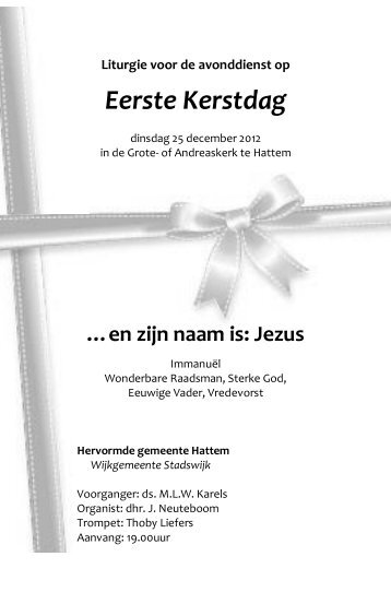 Liturgie avonddienst Eerst Kerstdag 2012 ... - PKN Hattem