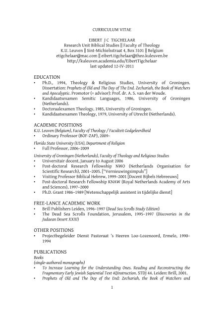 Curriculum Vitae PDF - Holy Spirit: Early Christian Pneumatology