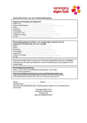 Opdrachtformulier en checklist rechtspositiebepaling VvE (PDF)