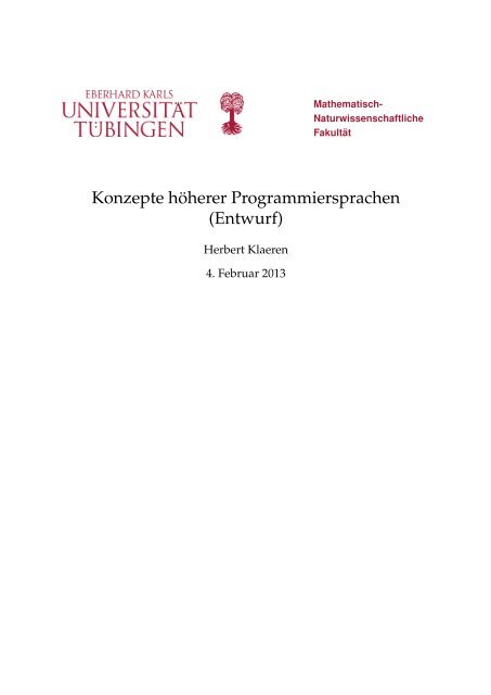 Konzepte h¨oherer Programmiersprachen (Entwurf) - WSI ...