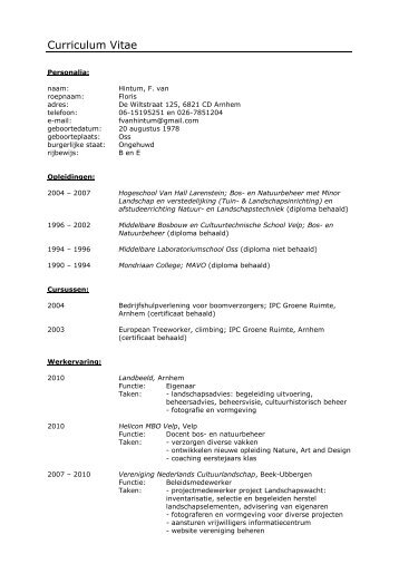 Curriculum Vitae - Floris van Hintum