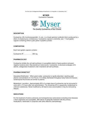 Myser - (Cycloserine 250mg) - Panacea Biotec